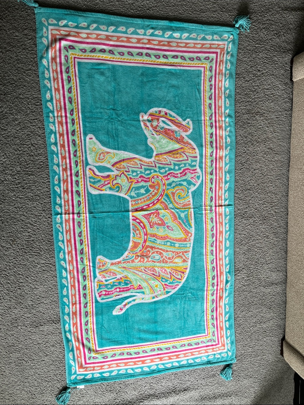 Catherine Malandrino Turquoise Paisley Elephant Towel